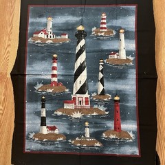 Lighthouse Cotton Fabric Panel Harbor Lights 33 x 40 inches