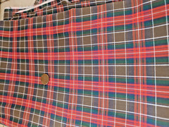 FABRIC REMNANT NOS MULTICOLOR PLAID SYNTHETIC SILKY 2 2/3 YDS X 34″