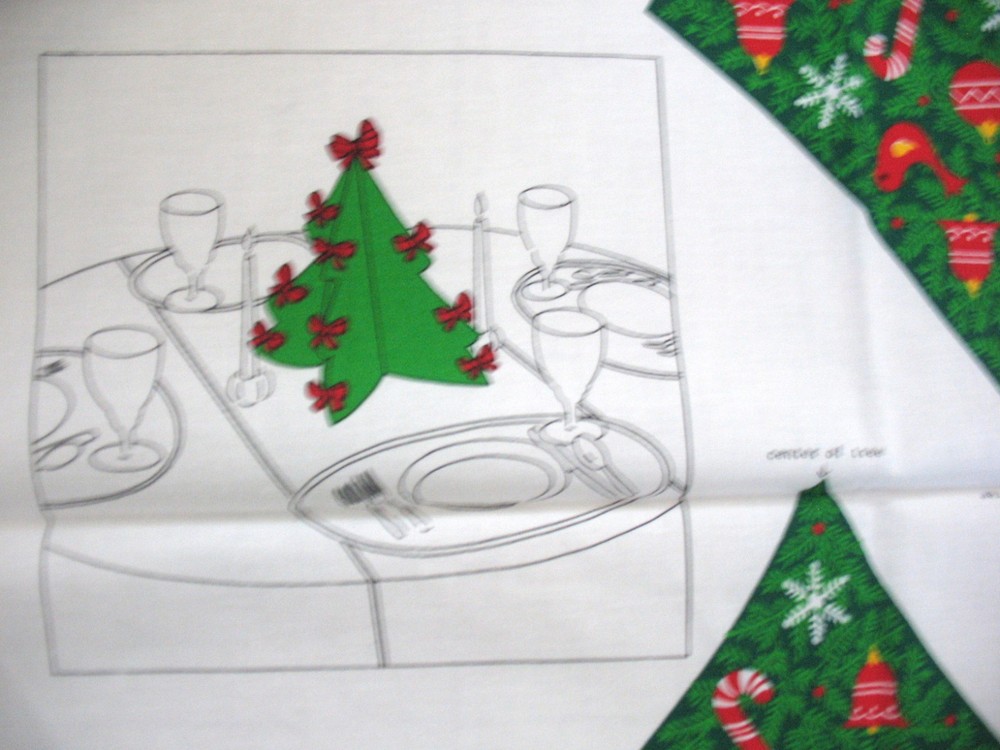 VIP Christmas Fabric Panel OLD FASHIONED TREE 3D CENTERPIECE DIY cut sew 15″