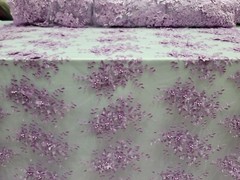 Lavender 3D Floral Embroidered Lace Fabric – Perfect for Quinceañera Dresses