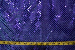 4MM PURPLE SEQUINS ON SILVER PURPLE METALLIC SHEER MESH FABRIC 47X40 INCHES