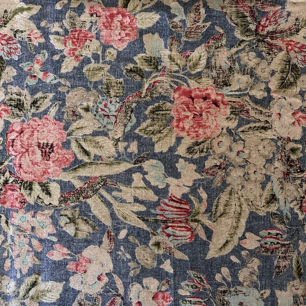 Waverly Floral After Glow Indigo Linen Rayon Blend Decorator Fabric 3 Yds X 54”