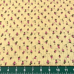 Roses In A Row Nanette Hilton for Avlyn Yellow Cotton Fabric by the HALF YARD