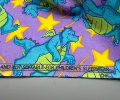 Vintage Dragon Tales Blue Dragon Ord Purple Stars Flannel Fabric 2003 44×22”