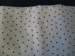 VTG Beige W/Navy Blue Stars Fabric Remnant Cotton Quilting Crafts 32″x38″