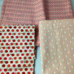 Fabrics Cotton Floral Polka Dots Vintage Hearts Pink White Pillows Quilting 5 Yd