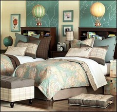 WORLD MAP 2 Globe Atlas Furnishing Fabric Cotton Material 55” wide SKY BLUE