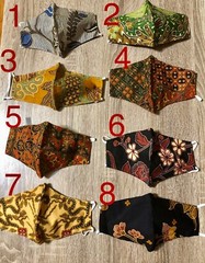 BATIK PRINT HANDMADE CLOTH FACE MASK COTTON 2 PLY w. Insert Pocket