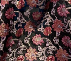 PINk PURPLE GOLD BLACK Metallic Brocade ORGANZA Fabric 58” Width 1 Yard
