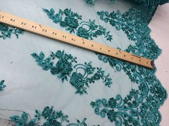 Elegant Jade Green Hand Beaded Mesh Lace.Wedding/Bridal Fabric.36x50inches.