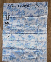 Satin-y Fabric – DISNEY PRINCESS TOILE Pattern – blue on white , 58″ X 1 yard