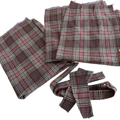 Vtg Pendleton Wool Deconstructed Skirt Remnants Tartan Plaid Gray Red Black