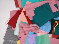 Vintage Scrap Fabric Pieces Various Colors Polyester 1 Pound Lot Destash
