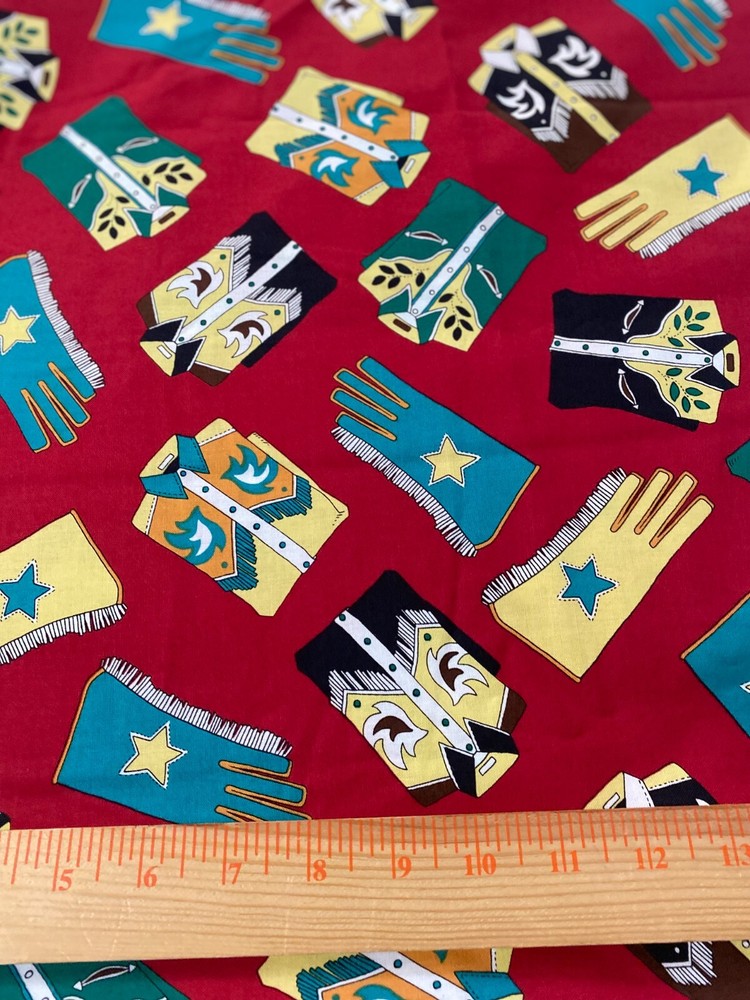 Cowboy shirts & gloves cotton print fabric 2yds x 44″Blank Quilting(2007)