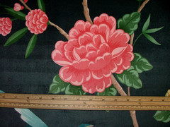 Velvet Fabric Curtain Upholstery Wagtail Bird Floral Slate Cushion 15 Metres