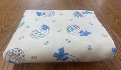 1 Yd Vintage White Corduroy Fabric Bear Balloon Blue Polka Dot Star 60W Juvenile