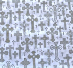 Cotton Quilting Fabric – Silver Crosses by Brother Sister Design Studio- Half Yd