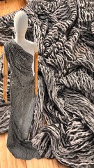 Black White Linen Blended Unique Fabric By 2 Meters, Natural Sewing Fabrics.