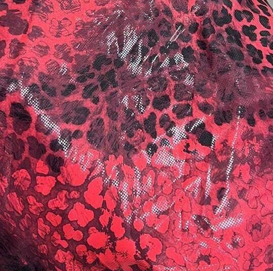 4 Way Stretch Fabric Red Snake Animal Print Spandex By Yard for Swimwear