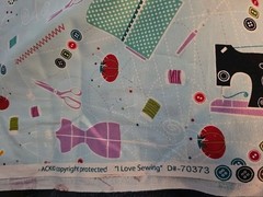 VINTAGE SEWING MACHINES BLUE “I LOVE SEWING” COTTON FABRIC