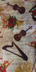 🎻 FQ WINTER GARDEN INSTRUMENTS 🎻 Holiday Christmas Cotton Fabric (18″x22″)