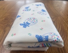 1 Yd Vintage White Corduroy Fabric Bear Balloon Blue Polka Dot Star 57W Juvenile