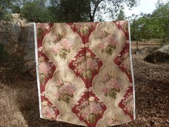 Ralph Lauren Linen Fabric 2.25 Yd. 54 Remnant Cabbage Roses Cartuche RARE HTF