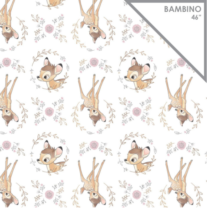 Disney’s Bambi Sweet Bambi White w/Metallic Double Gauze Fabric by the Yard