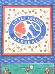 Vintage 2002 Little League ® Baseball Cotton Fabric Panel 46×89 10 Blocks 16″ Sq