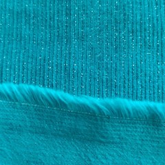 4.25 Yds Corduroy Fabric 100% Cotton 153×43 Aqua Blue Green Teal Silver Metallic