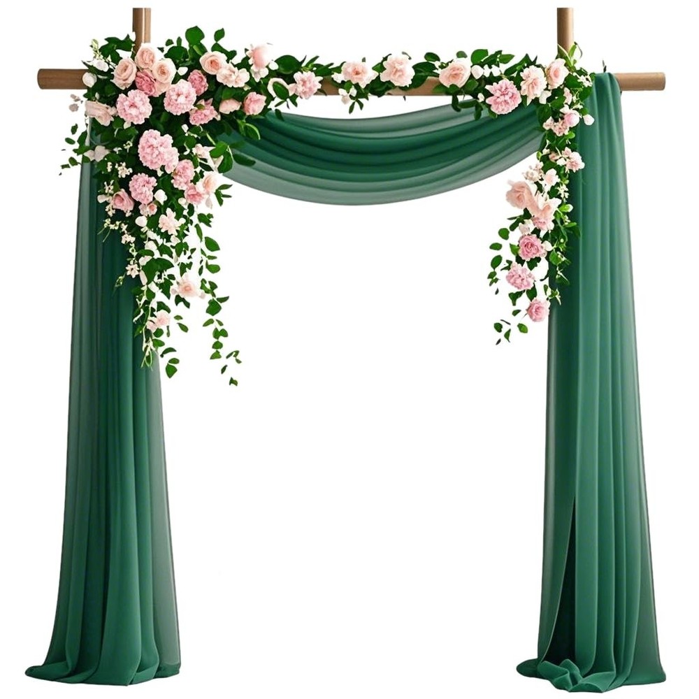 6.7 Yards Dark Green Sheer Wedding Arch Draping Fabric Chiffon 29 Inch x 20ft