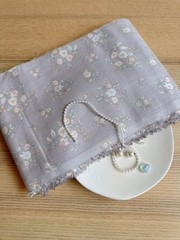 10 yds (6.5”w) morandi purple vintage floral db. gauze cotton fabric 260458 A02