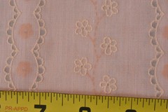 By 1/2 Yd, 37″ Wide, Light-Weight Faux-Eyelet on Pastel-Peach Poly-Cotton, V912