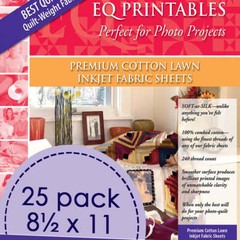 Cotton Lawn 240-Thread-Count Inkjet Printer 25 Fabric Sheets 8-1/2-Inch x 11-Inc