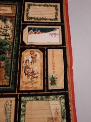 Wilmington Prints Christmas Emporium panel Santa Gift Tag Slow Stitch Crafts