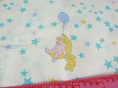 Babies on moons w Balloons & Teddy bears floating in Stars Cotton Fabric 55″ W
