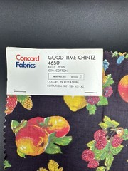 VTG 90’s Concord Fabrics Good Time Chintz Fruit 8-10″ Blocks NOS Sample Swatch