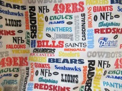 N.T.T. INC. NFL FOOTBALL ALL TEAMS NAMES COTTON FABRIC VTG. 1994 SBTYX59