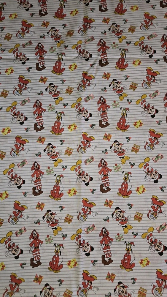 ONE YARD Mickey and Friends Christmas Stripe fabric 100% cotton