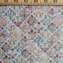 Palest Gray Japanese Cotton Shirting w/ Diamonds of Flowers/Animals – Classic