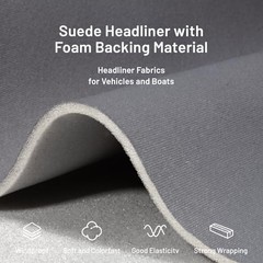 Auto Headliner Fabric 120“ L × 60” W Ultra-Fine Velvet with 120″L×60″W Gray