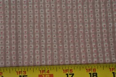 By 1/2 Yd, Tiny Pink & Mauve Heart Stripes on Tan & Mauve Lt-Weight Cotton,P1996
