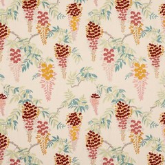 COLEFAX & FOWLER EMBROIDERED HEALTHERLEY FLORAL FABRIC 10 YARDS RED GREEN MULTI