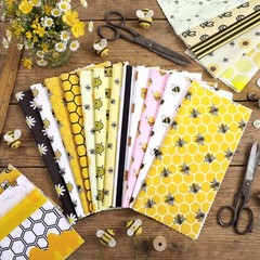 Bee Quilting Fabric Square 20 PCS 10×10 Inch Honeycomb Precuts Sunflower Daisy