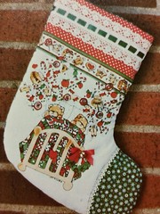 fabric panel 606F CHRISTMAS SOCKS Stockings Patch Press CUT-OUTS 1981 uncut
