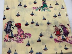 Holly Hobbie Summer Sailboats Fabric 19 x 44 Vintage Sand seashells boy girl sea