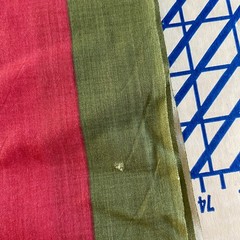 2 YD Muted Red Green Tan Stripe Fabric Cotton Blend