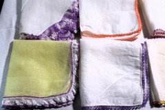 Lot of 9 Vintage Handkerchiefs With Crocheted Borders, Some Slightly Imperfect