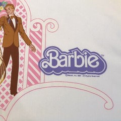 Vtg Superstar Barbie Ken Pillowcase Fabric Panel Golden Dream Elegance 1981