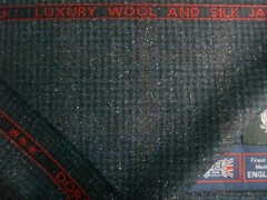 DORMEUIL 67% WOOL & 33% SILK JACKETING FABRIC “Dorsilk Red” Check/Plaid = 2.0 m.
